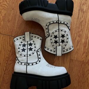 Dolls Kill White and Black Cowboy Boots